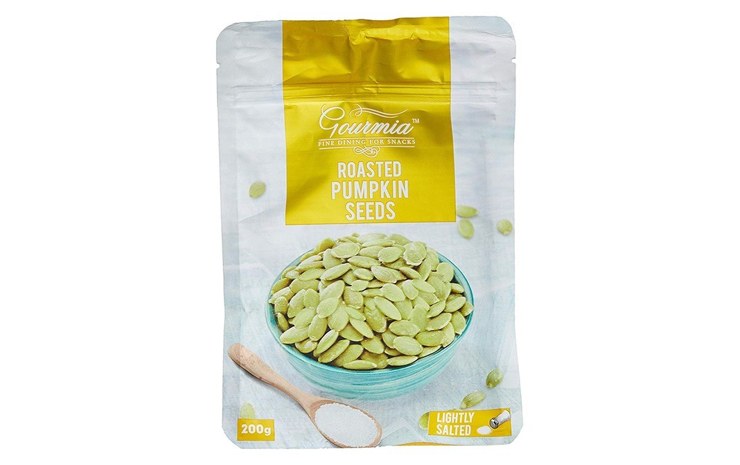 Gourmia Roasted Pumpkin Seeds , Lightly Salted   Pack  200 grams